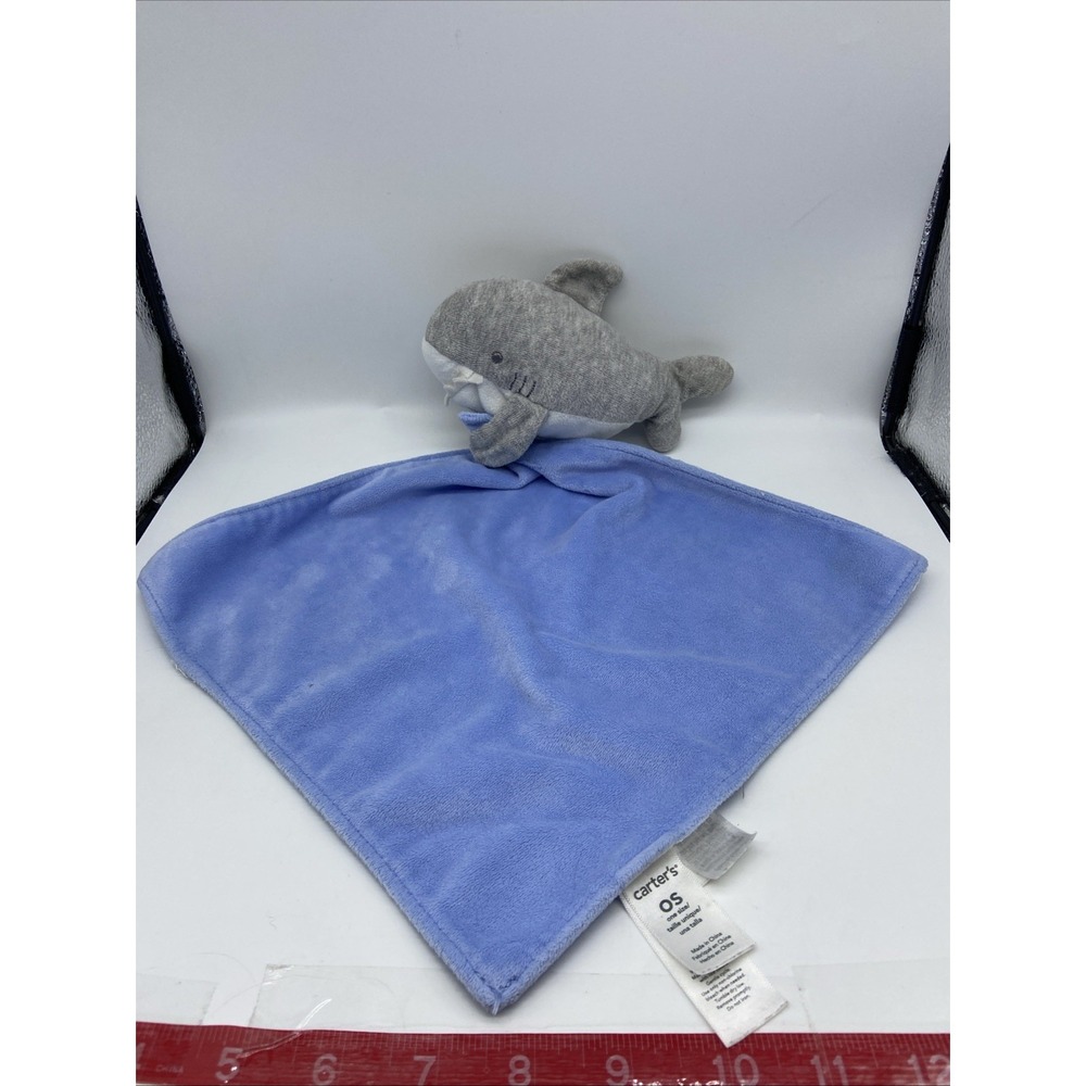 Carters Baby Shark Security Blanket Blue Grey Plush Lovey L32304H 2014 OS